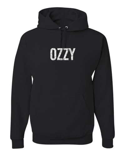 Wild Bobby RIP Ozzy Distressed Name Pop Culture Unisex Hoodie SweatShirt, Black, XX-Large
