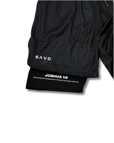 SAVD Christian Performance Shorts - Men's Gym & Sport Shorts with Pockets & Compression Liner, Bible Verse Activewear3