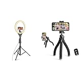 UBeesize 12’’ Ring Light with Tripod & Phone Tripod, Portable and Flexible Tripod with Wireless...