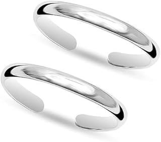 Toe Ring Artificial Silver Plaine Simple and Look Cute Toe Ring Adjustable Jewelry for Women. Set of 3 Pairs Toerings.(006-3PAIRS)-picture-30