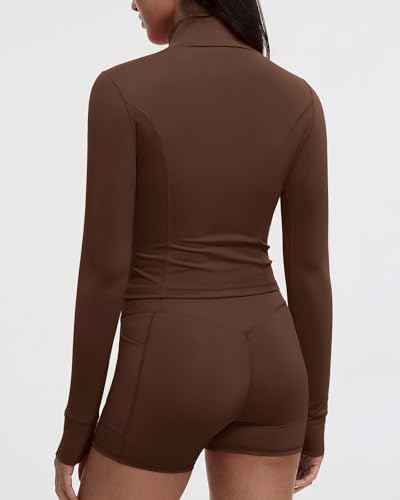 Image of SUUKSESS Women Golden Full Zip Up Workout Cropped Jackets Lightweight Athletic Yoga Tops
