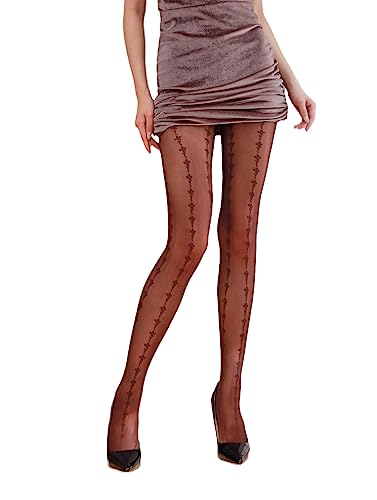 Image of Sahabowi Women Tights, Sheer High Waist Pantyhose, Vintage Control Top Stockings, Siwa6