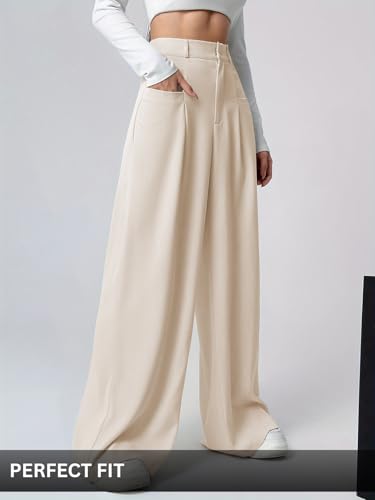 Image of GRECIILOOKS Trousers for Woman | Womens High Rise High Waist Flared Korean Style | Formal Pant for Women Office Wear| Track Pants for Womans Elegant for College & Events (Available in Plus Size)
