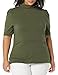 Amazon Essentials Women's Cotton Modal Draped Puff Sleeve Turtleneck, Olive, Medium