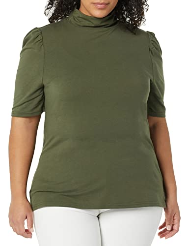 Image of Amazon Essentials Women's Cotton Modal Draped Puff Sleeve Turtleneck