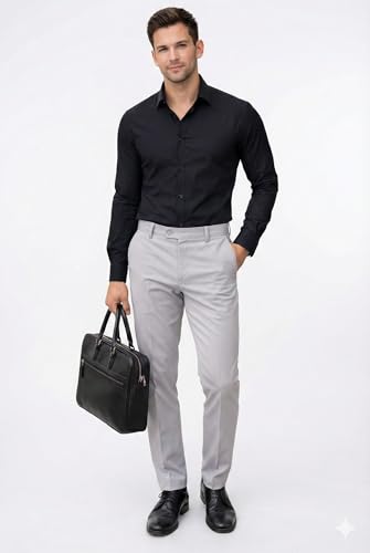 Image of Formal Pants for Men Office Wear - Premium Regular Fit Formal Trouser for Men, Boys, Gents Bottom Formal wear for Office Meeting, Party, Gathering, Wedding