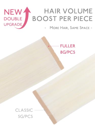 Image of WENNALIFE 3.15 inch Wide Tape in Hair Extensions Human Hair, Tape in Weft