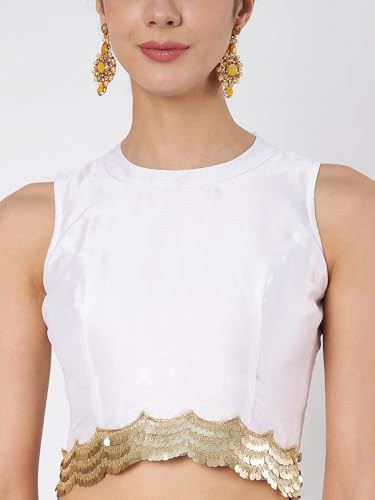 Image of studio rasa Women's Dupion Sequin Embellished Crop Top for Wedding Festive