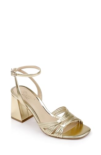 Jewel Badgley Mischka Michelle Metallic Strappy Block Heels