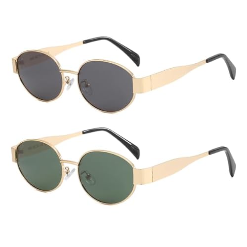Dollger Gafas De Sol Retro Ovaladas Mujer Hombre Metal Moda Clásica Gafas De Sol Protección Uv400 Oro Verde Dollger Gafas De Sol Retro Ovaladas Mujer Hombre Metal Moda Clásica Gafas De Sol Protección Uv400 Oro Verde