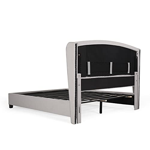 Christopher Knight Home Costello Fully Upholstered Fabric Bed Set, Queen, Light Grey #TOP5