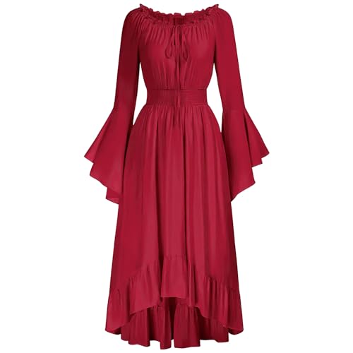 Corset Renaissance Intégré sur Robe Gothique Rouge S au Design Victorien Unique