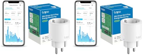 TP-Link Tapo P115 - Mini Enchufe Inteligente Wi-Fi con Monitoreo Energético, Programar el Encendido/Apagado, Ahorro Energía, Compatible con Alexa y Google Home, Color Blanco (Paquete de 2)