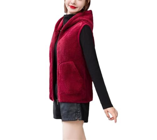 Chaleco de forro polar coral para mujer invierno con capucha 2