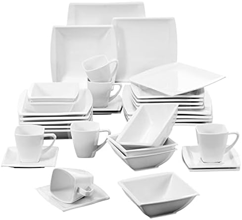MALACASA, seria Blance, 6-częściowy zestaw kubków na jajka z kremowej porcelany, stojak na jajka, każdy 4 cale / 10x10x2,5cm