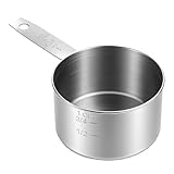 1 Cup Scoop Measuring Cup (237ml) OneCup Metal Measure Scoop Stainless Steel Heavy Duty Cooking BakingCup for Rice Wet and Dry Ingredients Liquid Coffee, Dishwasher Safe