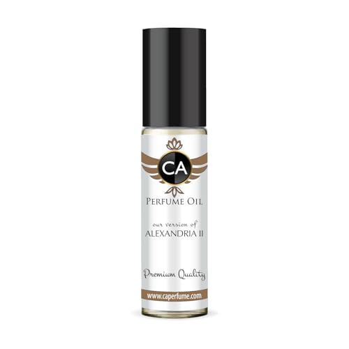 CA Perfume Impression of Alexandria II Unisex Fragrance Oil Amber Woody Scent Long Lasting Perfumes for Women &amp; Men Travel Size TSA Ready Mini Parfum Body Oil Roll-on 0.33 Fl Oz 10ml