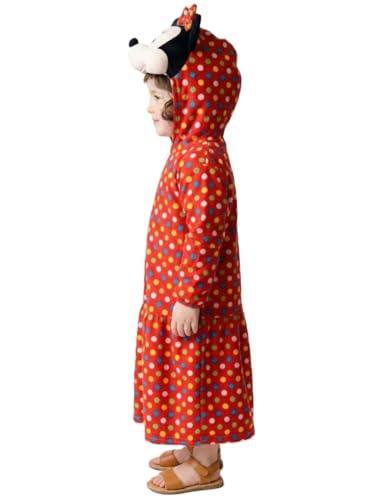 Image of BookMyCostume Colorful Polka Dot Cartoon Style Mouse Costume for Girls - Full Body Jumpsuit for Toddlers with Character Face Hood - School Annual Day, Birthday & Stage Performance | 5-6 Years