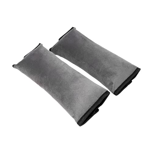 Almohadilla de Cinturón de Coche, 2 juegos, con clip antideslizante, Gris + Rojo, Protección del Cuello Para Niños y Adultos, Protector de Microfibra del Cinturón, Protector Cinturon Coche Lavable