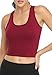 Porvike Sports Women's Crop Tank Tops 3 Pack - Athletic Yoga Racerback Cotton Shirts (Black, Navy, Burgundy, M)