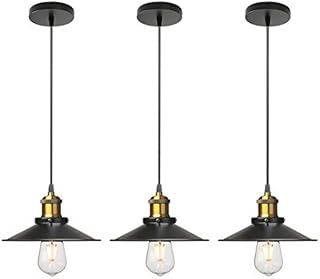 CeilSong Vintage Industrial Style Ceiling Pendant Lights,Set of 3 Black Metal Pendant Lights,Hanging Light Fixture for Kitchen Island,Farmhouse,Living Room,Bedroom(Antique)