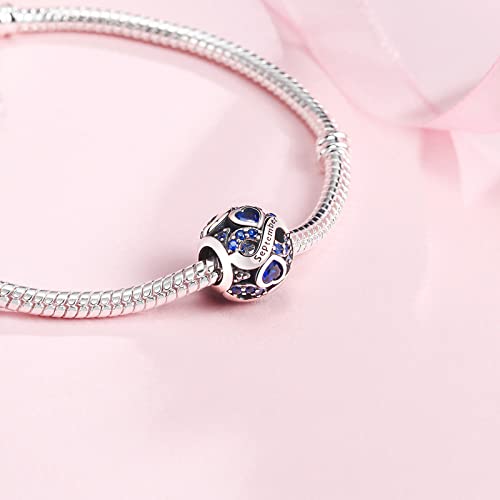 HappyStar 925 Sterling Silver Birthstone Charms fits Charms Bracelets for Woman，with 5A Cubic Zirconia Dangle Pendant Bead,Happy Birthday Charms for Bracelet and Necklace2