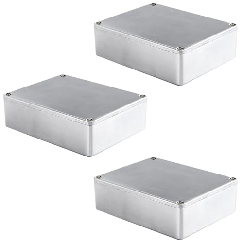 LKRXW 3Pcs 1590BB Guitar Effect Pedal Case Diecast Metal Aluminum Stomp Box Case Enclosure Electronics Project Box Enclosure with Screws 120mmx95mmx35mm 4.72