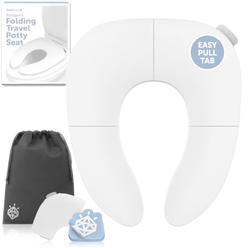 Jool Baby Folding Travel Potty Training Seat – Easy-Remove Pull Tab (White)
