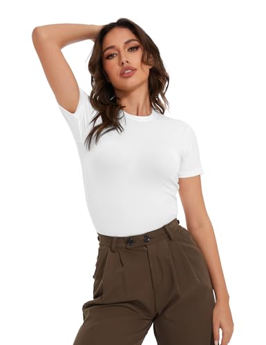 1/5 Pack Women's Short Sleeve Basic T Shirts Tees, Slim Fit Crew Neck Tshirt Summer Tops for Casual Workout Trendy2