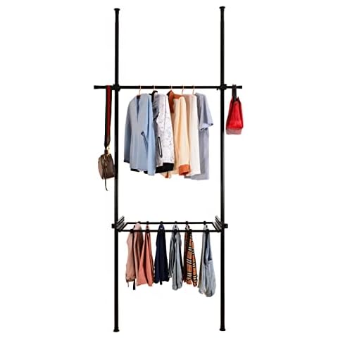 Creative Heavy-duty Telescopic Clothes Rail, Adjustable Drying Rack, Double-layer Wardrobe Organization System, Space-saving, Load-bearing Up To 100kg, Suitable For Various Spaces(Size:120x310cm,Colo Cover