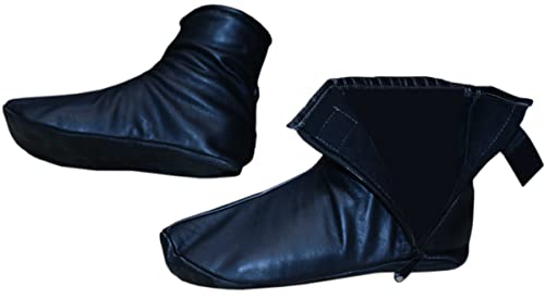 Shanan Men Women Unisex Real Black Sheep skin Leather Socks with Fleece Lined Sizes 6 to 113