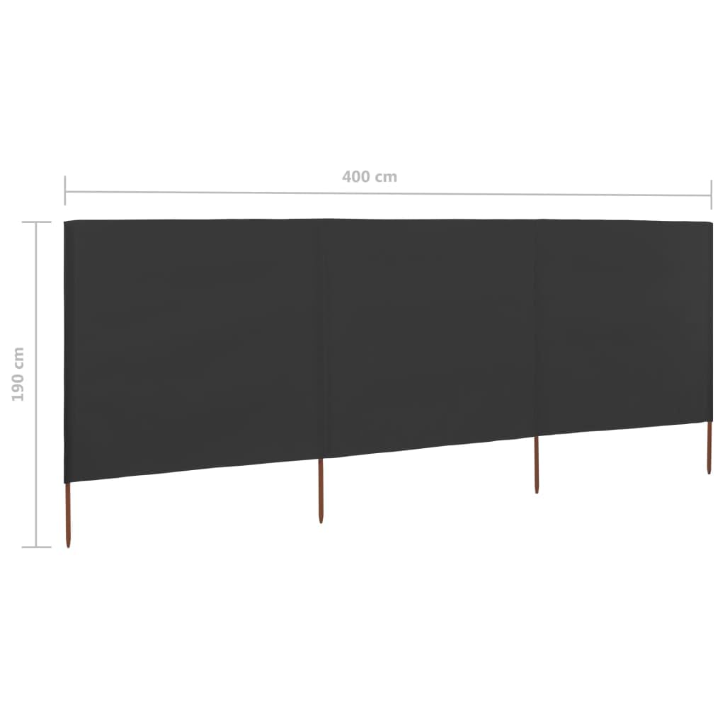 vidaXL Paravent 3 Panneaux Tissu 400 x 160 cm Anthracite