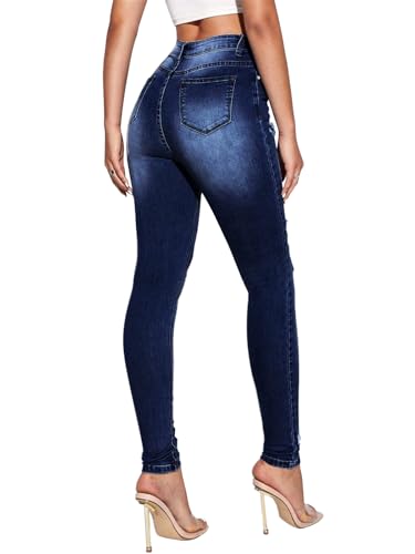 Image of KUNMI Women's Ripped Skinny Jeans Distressed Stretchy Denim Pants
