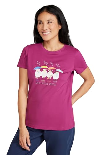 Mountain Warehouse St Davids Printed Cotton T-Shirt - Lightweight & Breathable, Standard Fit Tee - for Spring Summer, Outdoors, Holiday, Walking & Sports Purple Women's Size 18