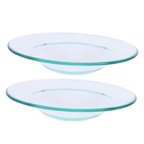 VANZACK 2 pièces Coupelle Verre Transparent pour Réchauffeur de Cire Parfumée Plateau Accessoire pour Lampe à Huile Essentielle Diffuseur