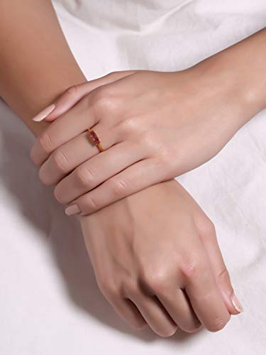 YoTreasure 0.45 Ct. Pink Tourmaline Solid 10k Yellow Gold 3 Three Stone Engagement Ring2