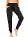 DEAR SPARKLE Jogger with Pockets for Women Drawstring Lightweight Sweats Yoga Lounge Pants + Plus Size (P7) (Black, Small)