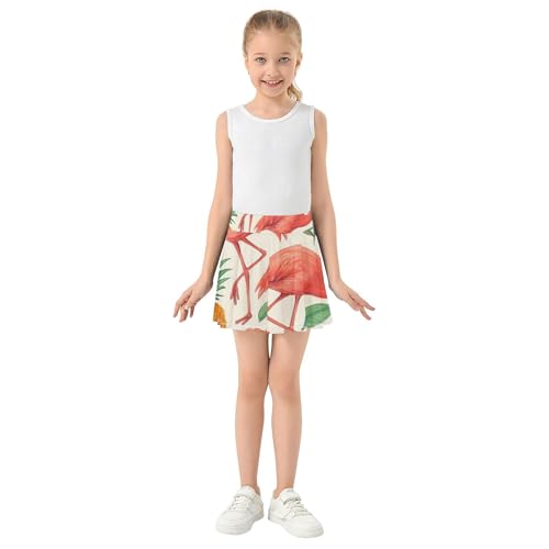 Girls Skorts Athletic Shorts Tropical Flamingos Pineapples Beige Skirts with Shorts Casual Pleated 3t3