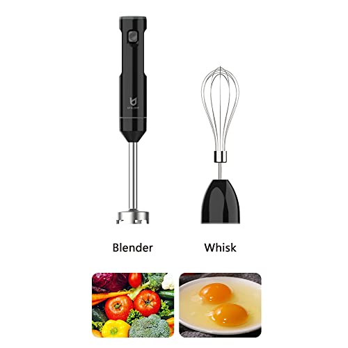 Cordless Hand Blender, UTALENT Variable Speed Immersion Blender handheld Rechargeable, with USB-C Charging Cable, Egg Whisk, for Smoothies, Milkshakes, Hummus and Soups – Black image 4