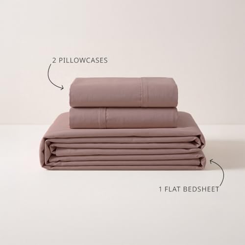Image of LANE LINEN 100% Organic Cotton Bedsheet for Double Bed King Size - Lilac | GOTS Certified, Percale Weave, 108x108 inches, Soft & Breathable, Machine Washable, Includes 2 Pillow Covers
