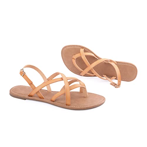 Image of Huayuanwell Women's Gladiator Flat Sandals Fisherman Strappy Sandals Ankle Strap Sandals