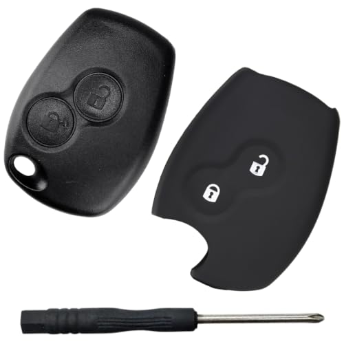 Image of KEYCEPT Premium 2 Button Remote Key Shell for Renault Duster, Logan, Lodgy, Kwid, Nissan Terrano, Verito - Durable Key housing /Body /case Replacement. (Keyshell & Silicone)