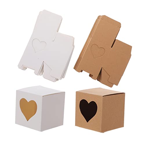LRXIYODE 60 Cajas De Papel Kraft Con Forma De Corazón Etiquetas Para De San Valentín Dulces Cajas Cuadradas De Papel Cajas De