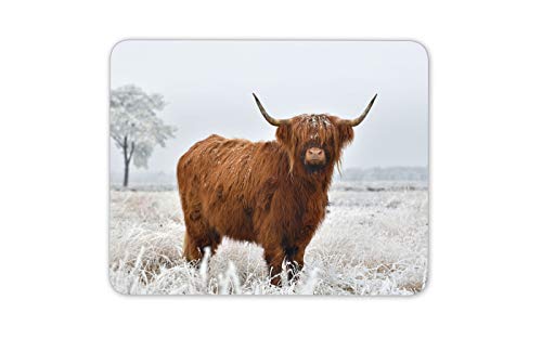 Destination Vinyl Mats Highland Vache Tapis de Souris Pad - Cattle Neige d'hiver Ecosse Ordinateur Cadeau # 15508
