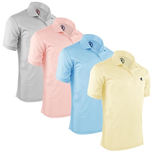 Albert Morris Mens Striped Short Sleeve Polo Shirts 4 Pack - Regular Fit - Multicolor - Pastel Collection (4 Pack) - X-Large