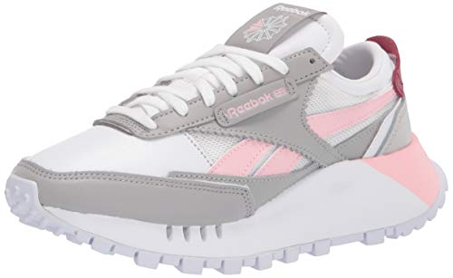 Reebok Kids' Classic Legacy Sneaker, Stark Grey/White/Urban Maroon, 5 M US