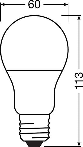 Osram LED Base Classic A Lamp, Bulb-Shaped With E27 Socket, Not Dimmable, Replacement For 60 W Incandescent Lamp, Matt, Warm White, 2700 Kelvin, Pack Of 4