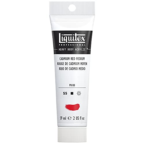 Image of Liquitex 8870119 Professional Heavy Body Acrylic Paint in Artist Quality with Excellent Light Fastness in Buttery Consistency, 59 ml Tube - Cadmium Red Medium