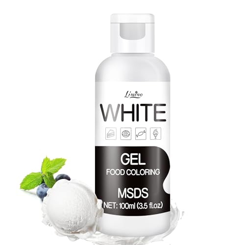 Colorante Alimentario Gel - 100ml Colorante Alimenticio Insípido para Pastel Decorar, Hornear, Fondant y Macarron - Gel Food Coloring Vivos para Glasear, Galletas, Hacer Limo y Manualidades (Blanco)