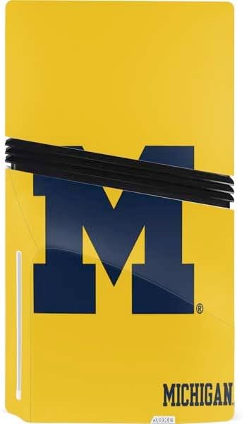 Skinit Decal Gaming Skin Compatible with PS5 Pro Disk Bundle - Officially Licensed University of Michigan M Logo Yellow Design